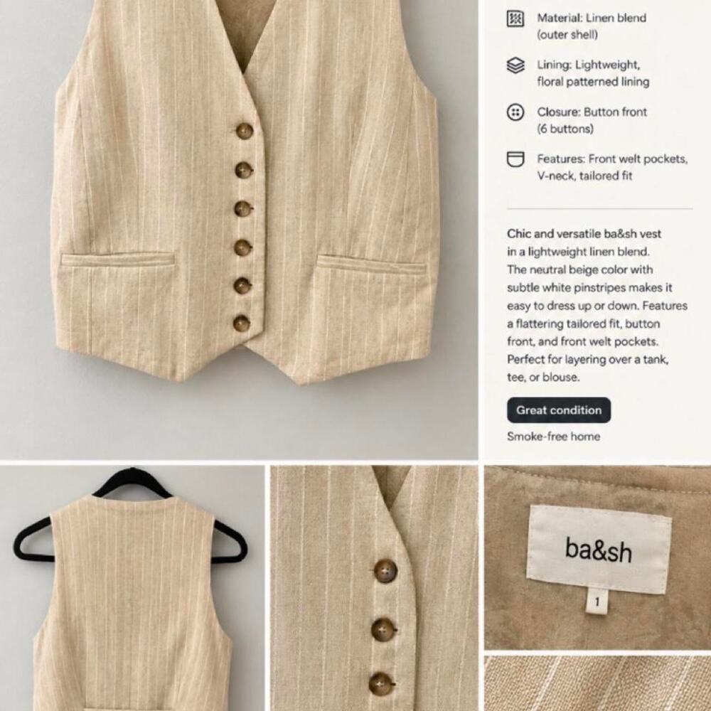 Bash cream vest with thin